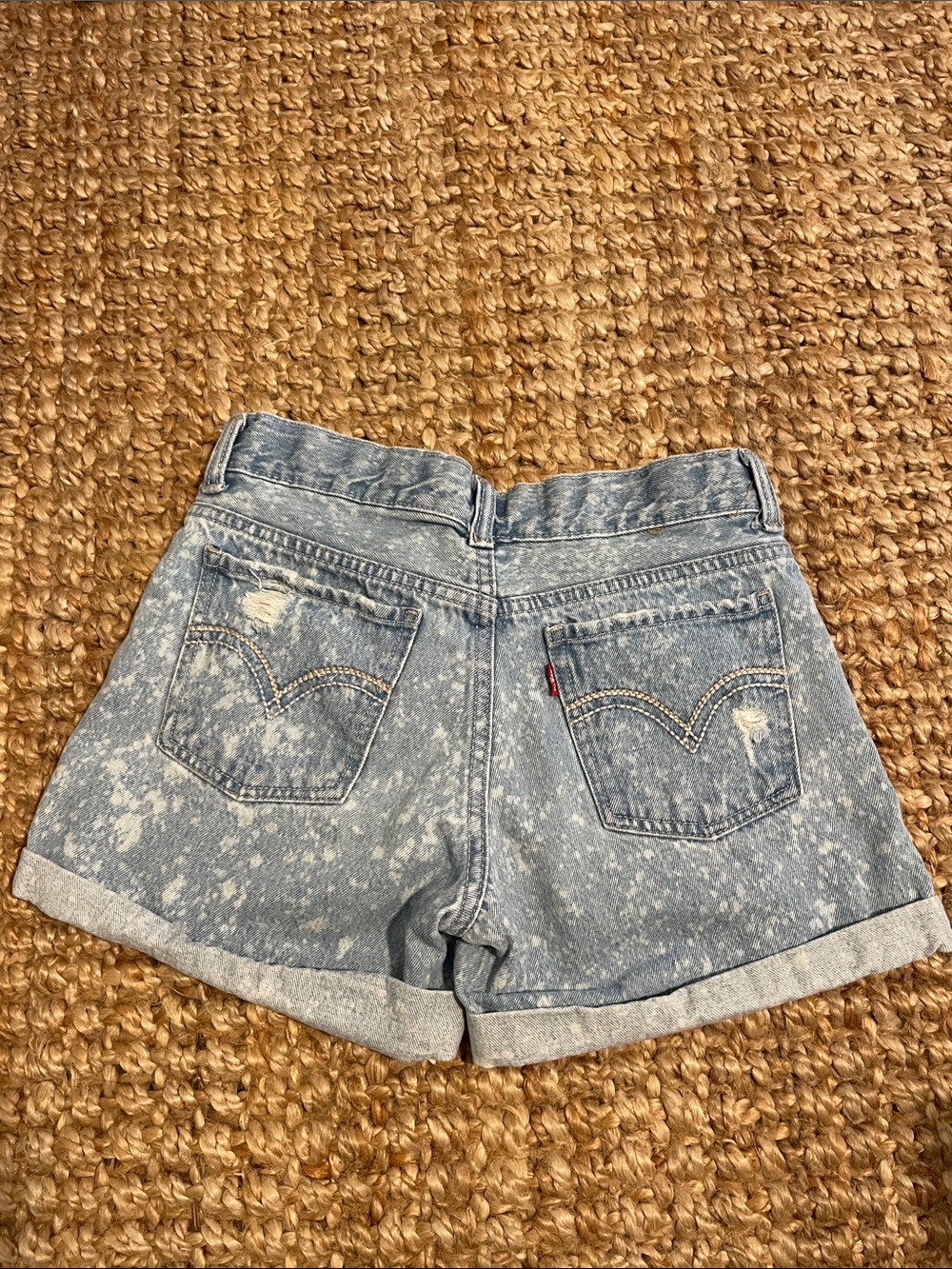 Levi's Light Blue Acid Wash Rolled Hem Denim Shorts